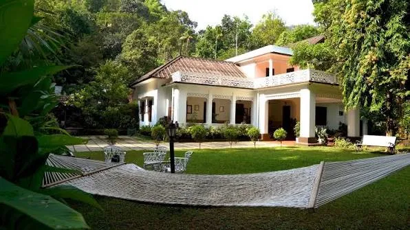 Brick building with staircase and arched entrance