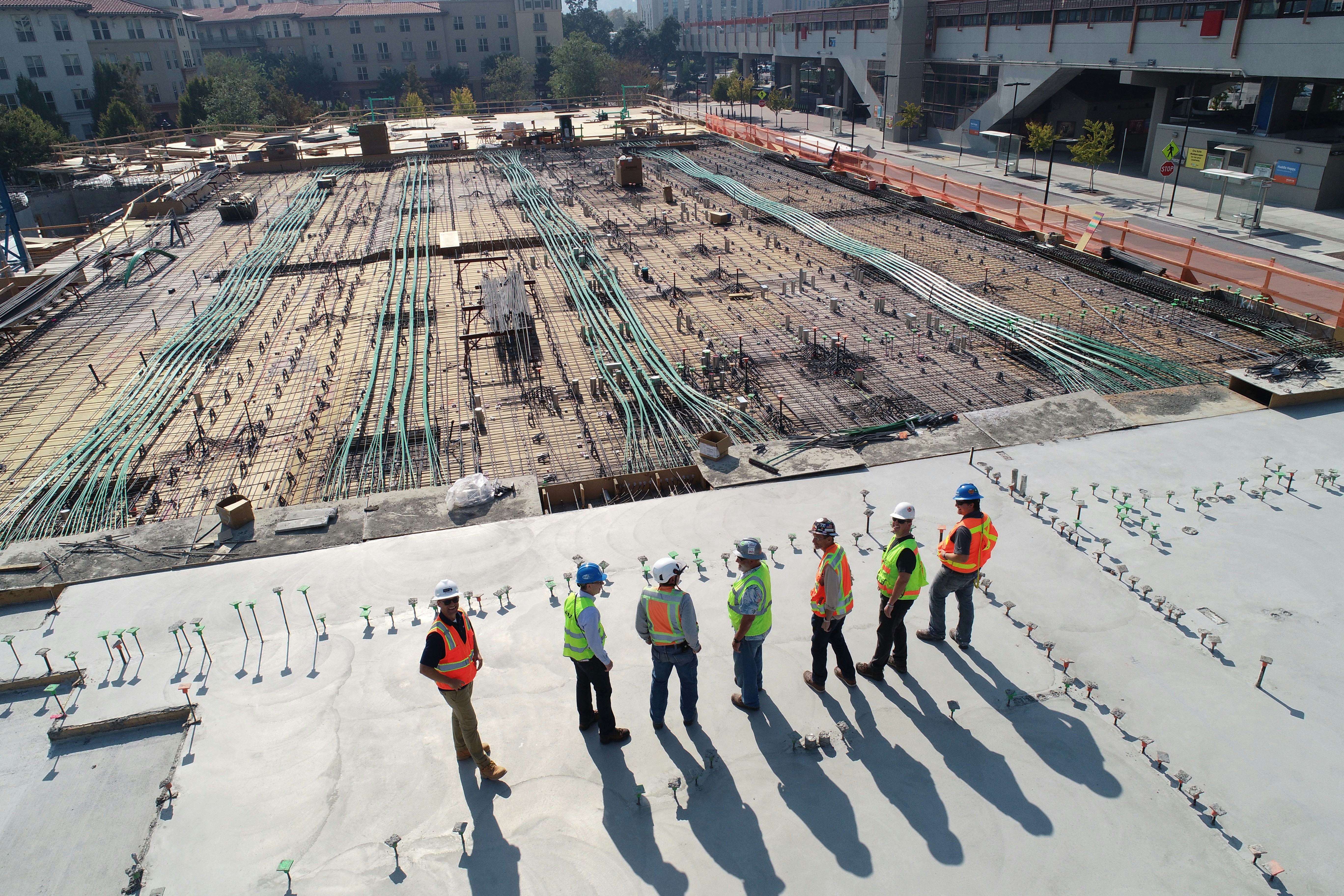 Aerial view of large commercial construction site
